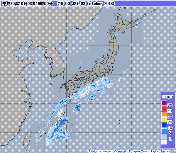 全国レーダー07時まで12時間181004