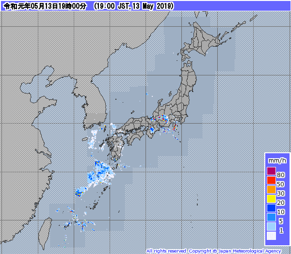 全国レーダー07時まで190514