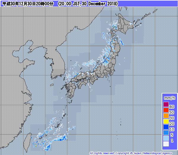 全国レーダー08時まで12時間181231