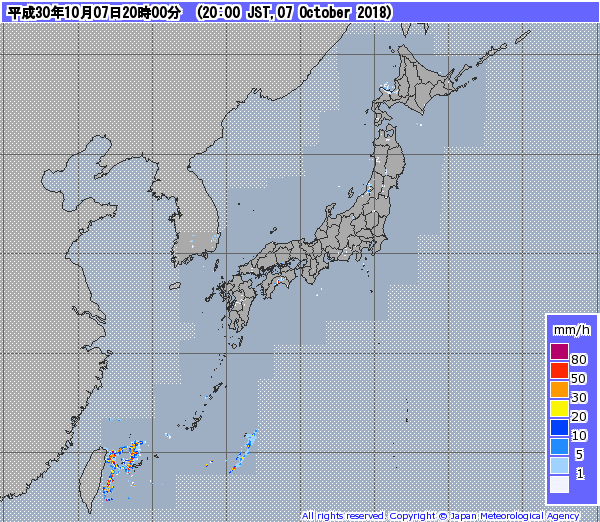 全国レーダー08時まで12時間181008