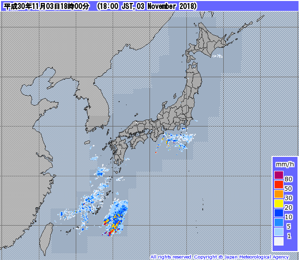 全国レーダー06時まで12時間181104