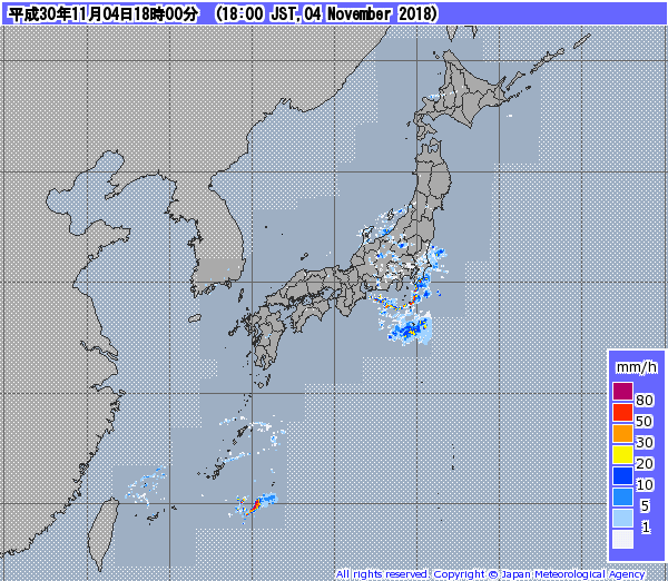 全国レーダー06時まで12時間181105