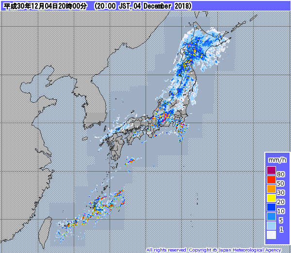 全国レーダー08時まで12時間181205