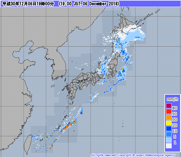 全国レーダー07時まで12時間181207