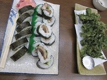 土佐巻きと四万十川の青のり