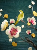 梅に鶯刺繍帯