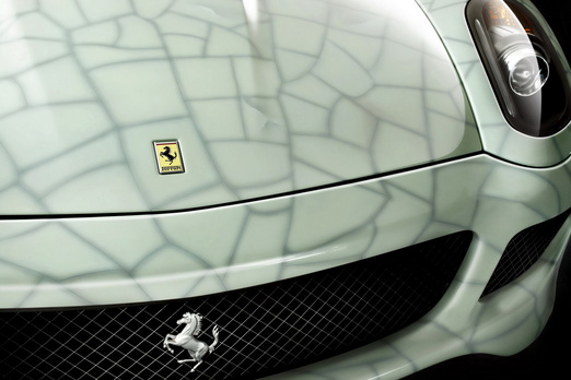 Ferrari 599 in cracked porcelain by Lu Hao