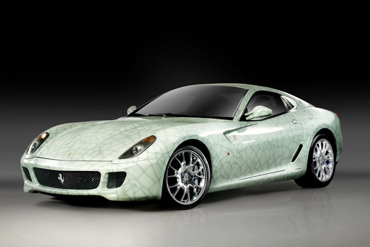 Ferrari 599 in cracked porcelain by Lu Hao