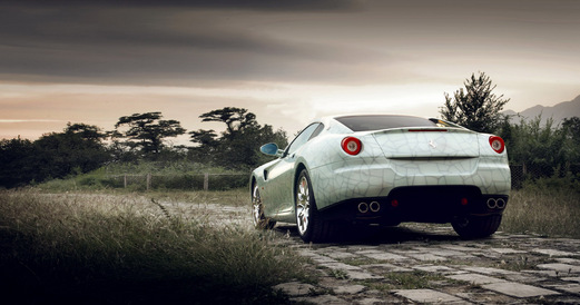 Ferrari 599 in cracked porcelain by Lu Hao