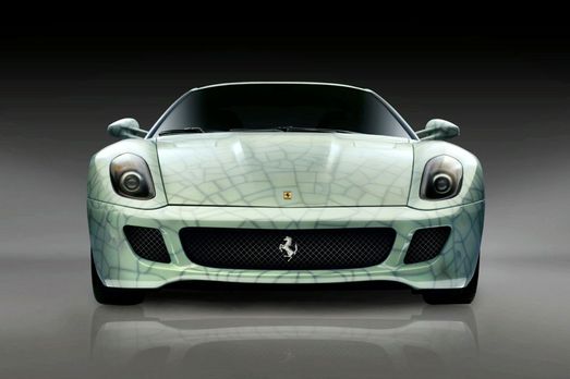 Ferrari 599 in cracked porcelain by Lu Hao