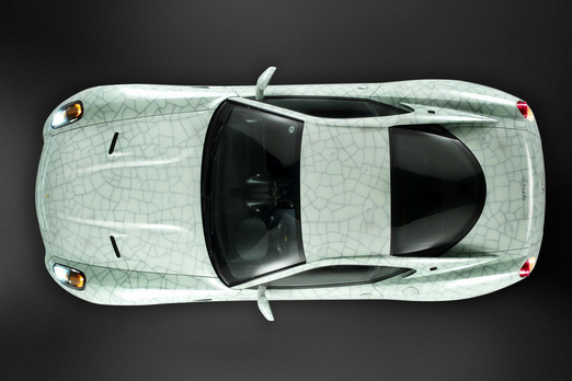 Ferrari 599 in cracked porcelain by Lu Hao
