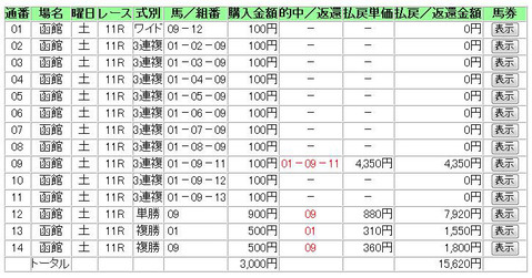 20100731函館11R単複三連複