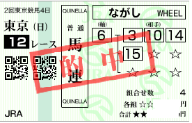 0503東京12R堅軸馬連加重馬券