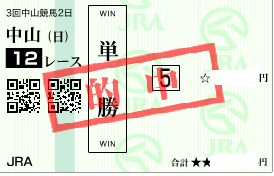 0329中山12R単勝多点買いレースの単勝的中馬券