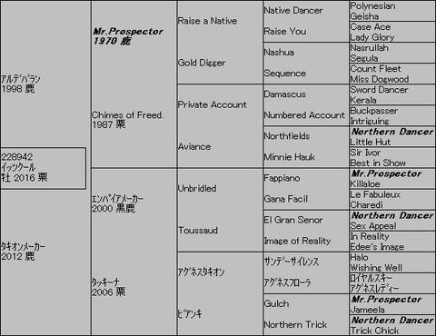 イッツクール5代血統表
