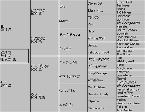 キーラ=ネロ5代血統表
