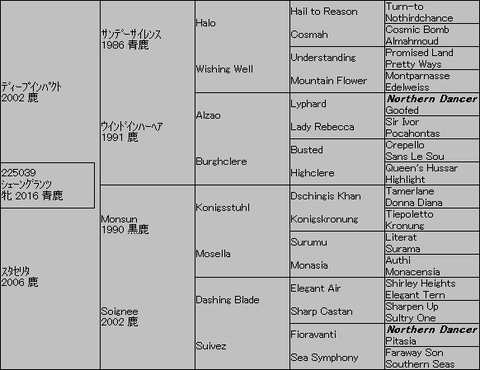 シェーングランツ5代血統表
