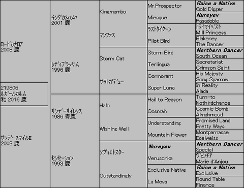ルガールカルム5代血統表
