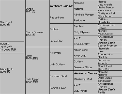 フォッサマグナ5代血統表