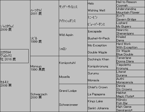 ヴェロックス5代血統表