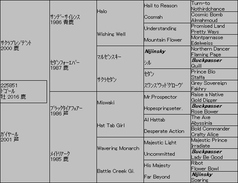 ドゴール5代血統表