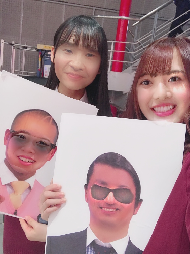 サングラス春日さん、春日さん風若林さん、ひよたん、私で顔交換しました!