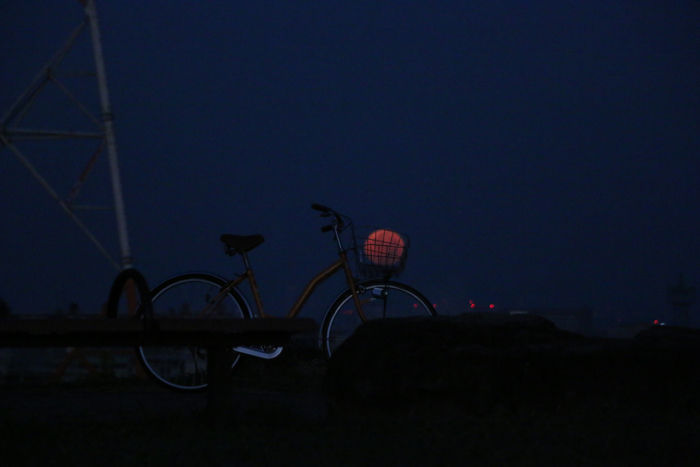 大阪・枚方市・山田池公園(夜明けの満月)20150928-1
