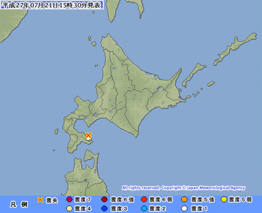 内浦湾 地震 7月21日1527