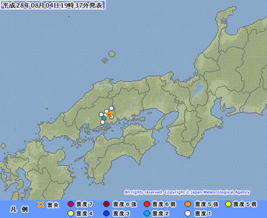 広島県南東部 地震 画像 201608041934