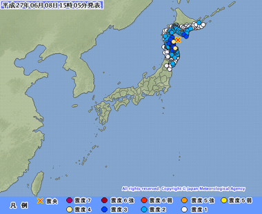 平成27年06月08日15時05分 青森県東方沖 地震