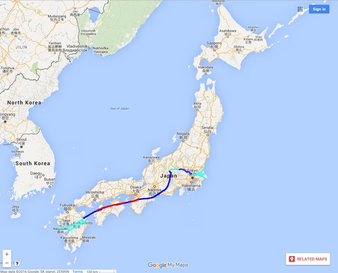 中央構造線日本全図