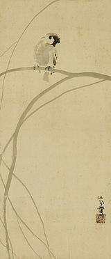 竹内鳴鳳　雀　掛け軸　合わせ箱　竹内栖鳳の息子　書画、骨董品、美術品 竹内鳴鳳 雀 掛け軸 合わせ箱 竹内栖鳳の息子 書画、骨董品