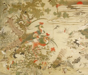 伝橋本雅邦 群鳥画大幅 : 骨董・古美術品オークション 古裂會 ＜今日の