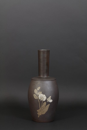 今井政之 象嵌彩塩釉花瓶 : 骨董・古美術品オークション 古裂會 ＜今日