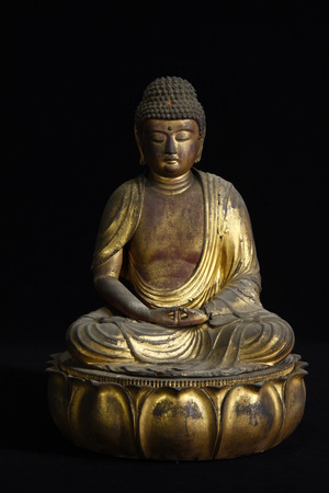 木彫定印阿弥陀如来坐像 : 骨董・古美術品オークション 古裂會 ＜今日