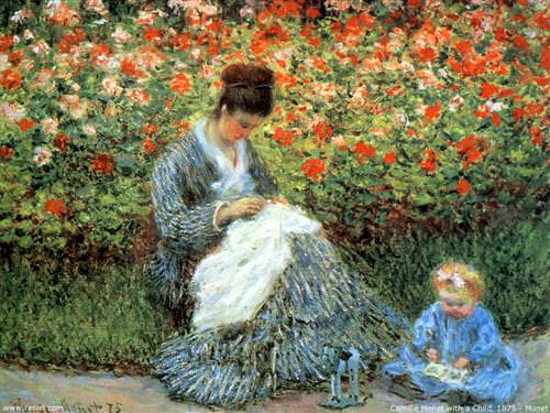 Camille Monet and a Child in Argenteuil1875