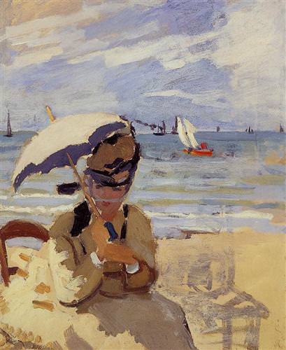 Camille Sitting on the Beach at Trouville1870