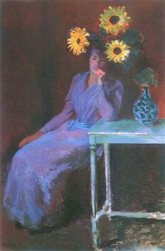 Portrait of Suzanne Hoschede with Sunflowers1890