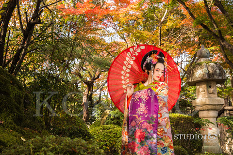 京都 花魁体験 写真 撮影 秋 紅葉