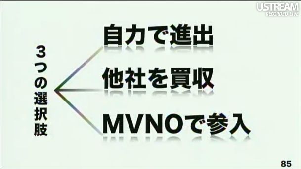 3つの選択肢(自力進出、他社買収、MVNO) 第2回ソフトバンクアカデミア公開講義90