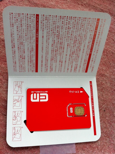 赤い紙に挟まれたUSIMを取り出します。
