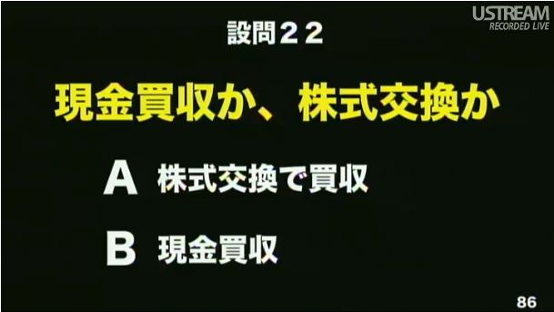 設問22 現金買収か、株式交換か 第2回ソフトバンクアカデミア公開講義91