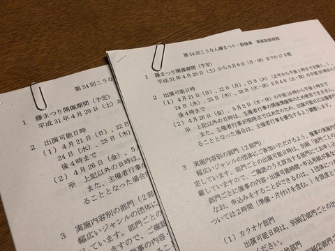 「こうなん藤まつり」一般催事申込書など