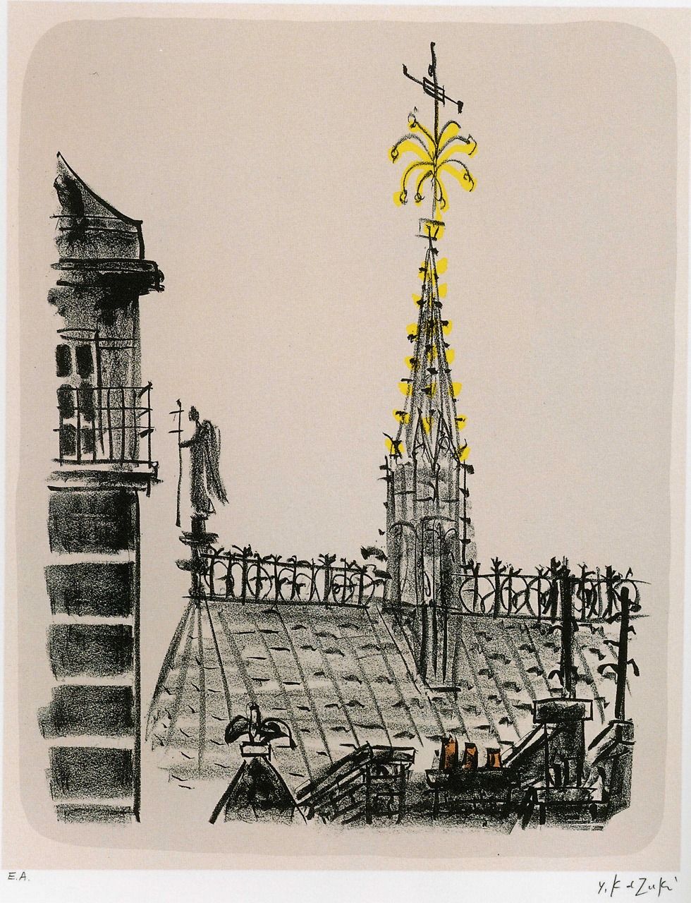 香月泰男「パリの屋根」 : 古書・田井座