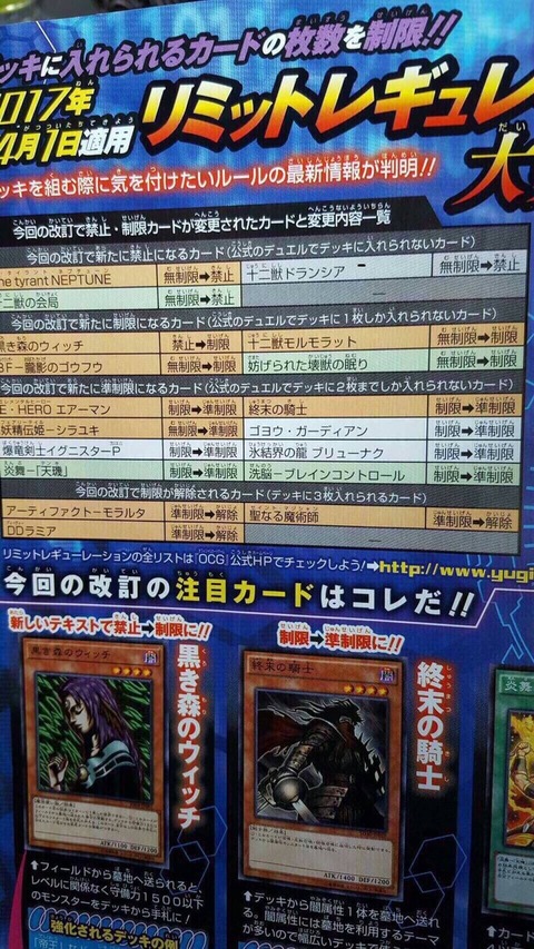 遊戯王 2017年4月 禁止制限