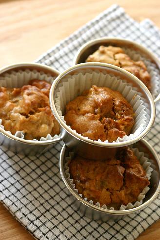 卵 牛乳 小麦粉なしのバナナのカップケーキ まいにち