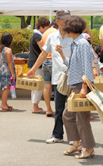 三島馬鈴薯を手に