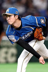 上沢直之さん、MLB球で練習開始