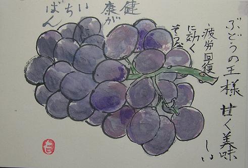 絵手紙シリーズ ぶどうの王様「巨峰」 : 四季の花図鑑