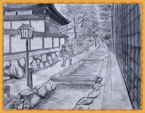 水墨画シリーズ（49） 習作・飛騨古川街並み : 四季の花図鑑